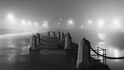 Foggy night on Dun Laoghaire Pier
