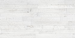 Seamless wood planks texture. Vintage white painted and softly weared tileable white wooden background flatlay top view.