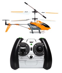 Remote controlled helicopter with controlling handset