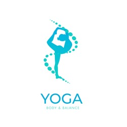 Yoga logo/icon, woman doing yoga pose, vector design