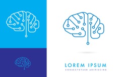 VECTOR LOGO / ICON OF A DIGITAL CIRCUIT INCORPORATED WITH A BRAIN