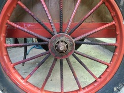 wheel of wagon with wheel spokes from the irons