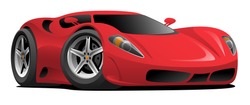 Red Hot European Style Sports-Car Cartoon Vector Illustration