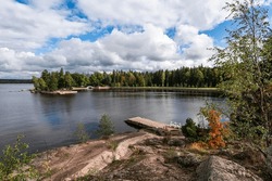 Mon Repos or Monrepos, an extensive English landscape park in the northern part of the rocky island of Linnasaari outside Vyborg, Russia. 
