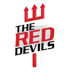 the red devils text slogan poster template