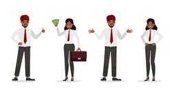 Indian business people working in office character vector design.