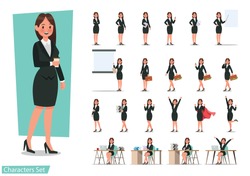 Set of Business woman character design.