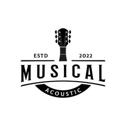Retro guitar music logo design. Logo for acoustics, bars, typography and nightclubs.