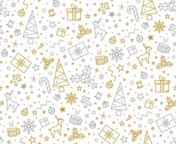 Seamless pattern for Christmas on a white background with gold elements Christmas. Beautiful pattern for a luxurious gift wrapping paper, t-shirts, greeting cards 2016