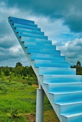 Metal stairway leading to nowhere, Udon Thani, Thailand. Stairways to heaven

