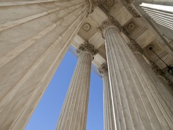 United States supreme court building columns in Washington DC.