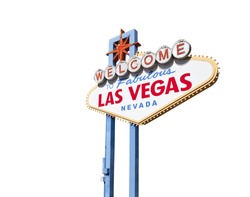 Welcome to Fabulous Las Vegas sign isolated with clipping path.