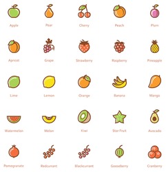 Vector fruits icon set