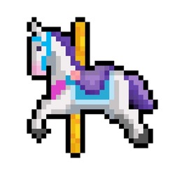 Carousel horse pixel art with 32 bit