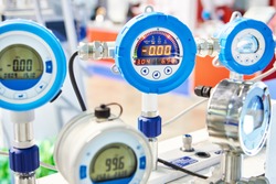 Electronic digital pressure gauge for precision measurements at  industrial exhibition