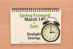 Daylight Savings Spring Forward March 14 