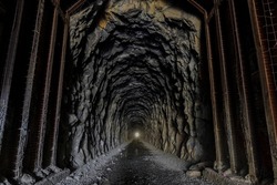 Donner Pass Summit train tunnel built for the transcontinental railroad on the route where the first wagon train entered California.