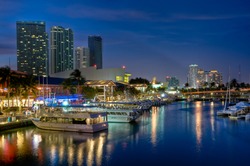 View of Miami Bayside Market and Marina.