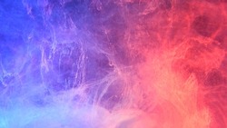 Color smoke texture. Ink water splash. Ice fire. Neon glow blue red purple explosion fume cloud paint splatter abstract art empty space background.