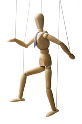 Control. Marionette on the strings. Business concept. 