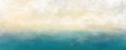 Abstract sea landscape wall art vector background. Sky, clouds and storm. Sea decoration collection design for interior, flyers, poster, cover, banner. Modern hand draw painting for design interior.	