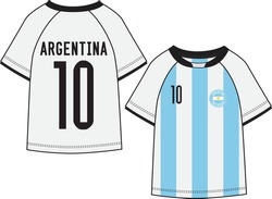 SPORTS WEAR ARGENTINA FOOTBALL JERSEY KIT T SHIRT FRONT AND BACK VECTOR