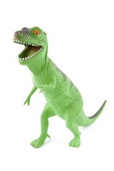 green dinosaur play toy isolated on white background