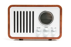 Old fashioned radio isolated on white background