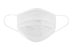 Protective face mask. Disposable ear loop 3-layer face mask in white colour for protect against virus and bacteria. - image