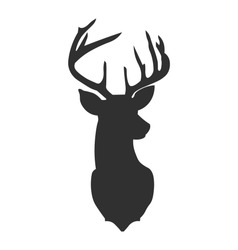Hand drawn silhouette of head of reindeer. Vector illustration.