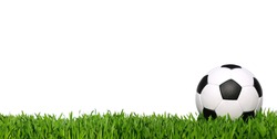 soccer ball on green grass isolated on white