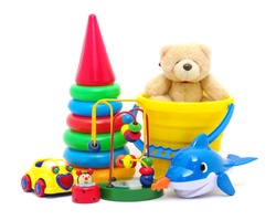 toys collection isolated on white background