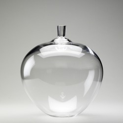 large bulbous clear glass vessel vase ob white
