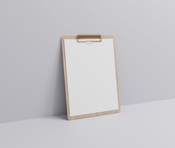 wooden clipboard with blank a4 paper, menu board
