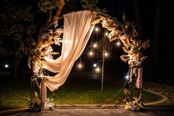 Beautiful wedding arch. Celebrations and greetings