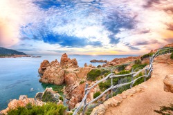 Stunning view of popular travel destination Costa Paradiso. Picturesque landcape of Mediterranean sea. Location:  Costa Paradiso, Province of Sassari, Sardinia, Italy, Europe