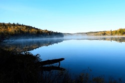 Autumn Morning Misty Reflections on the Lake (Pickett Lake, New Brunswick Canada)
