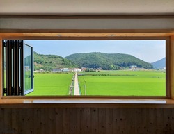 
rural landscape outside the window, kanghwa-do