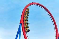 Roller Coaster in funny amusement  park.
