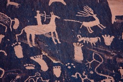 Newspaper Rock State Historic Monument features a flat rock with one of the largest known collections of petroglyphs.