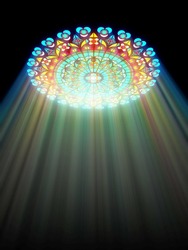 paradise light passes through the glass of church