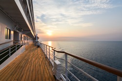 Luxury Cruise Ship Deck at Sunset.