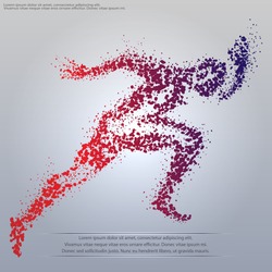 silhouette of a running man particle composition
