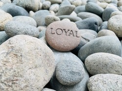 The word loyal engraved onto a rock