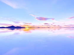 Magic sunrise sky over beautiful lake water, zen, meditation, tranquility, angel heaven.