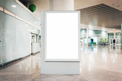 Mock up of blank light box in airport