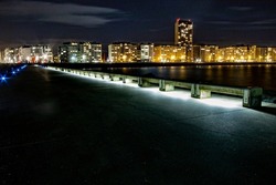 Western mole in Ostend by night
