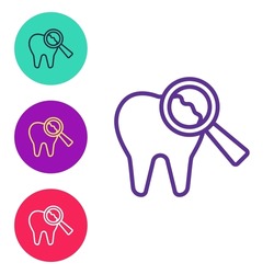 Set line Broken tooth icon isolated on white background. Dental problem icon. Dental care symbol. Set icons colorful. Vector