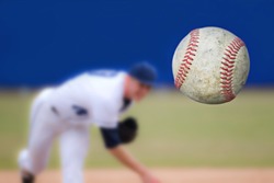 Baseball Pitcher Throwing ball, selective focus
