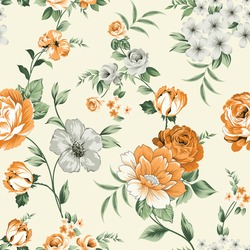 vintage flower seamless vector  pattern on background